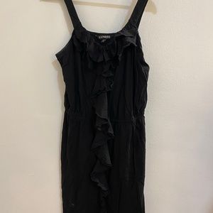 Express Black Ruffle-Front Cotton Dress Size M